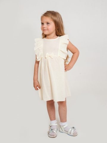 Купить 322-СЛ. Платье из муслина детское, хлопок 100% сливочный, р. 98,104,110,116 в Таганроге