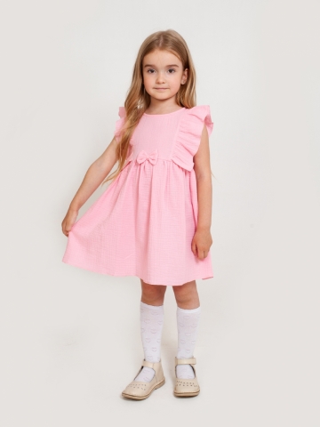 Купить 322-Р. Платье из муслина детское, хлопок 100% розовый, р. 98,104,110,116 в Таганроге