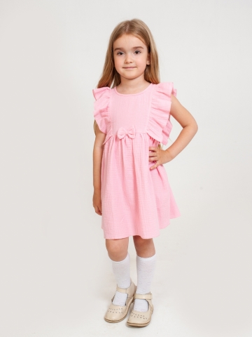 Купить 322-Р. Платье из муслина детское, хлопок 100% розовый, р. 74,80,86,92 в Таганроге