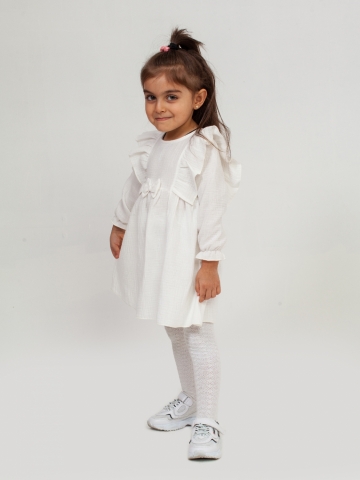 Купить 321-МО. Платье из муслина детское, хлопок 100% молочный, р. 98,104,110,116 в Таганроге