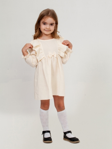 Купить 321-СЛ. Платье из муслина детское, хлопок 100% сливочный, р. 98,104,110,116 в Таганроге