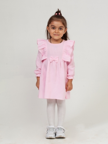 Купить 321-Р. Платье из муслина детское, хлопок 100% розовый, р. 98,104,110,116 в Таганроге