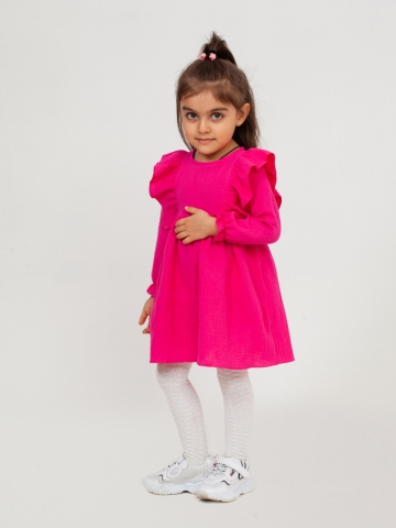 Купить 321-Ф. Платье из муслина детское, хлопок 100% фуксия, р. 98,104,110,116 в Таганроге